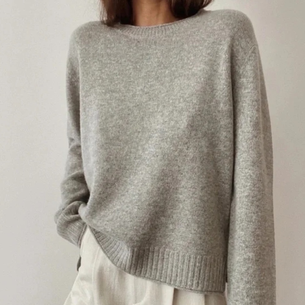 Jenni Kayne Heather Gray Cashmere Blend Crewneck Sweater
